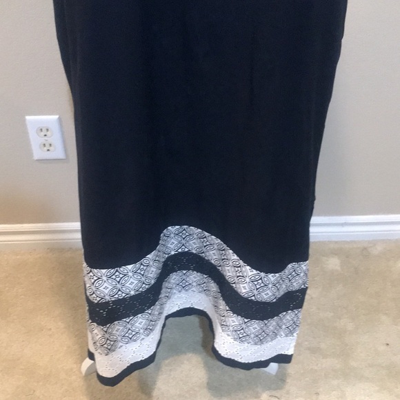 National, since 1952, Black & White Maxi Geometric  Lace Hem Side Pockets-L - Picture 3 of 14